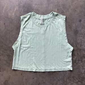 Lululemon All Yours Crop Tank Top Women's 2 Light Green Pima Sleeveless Athletic